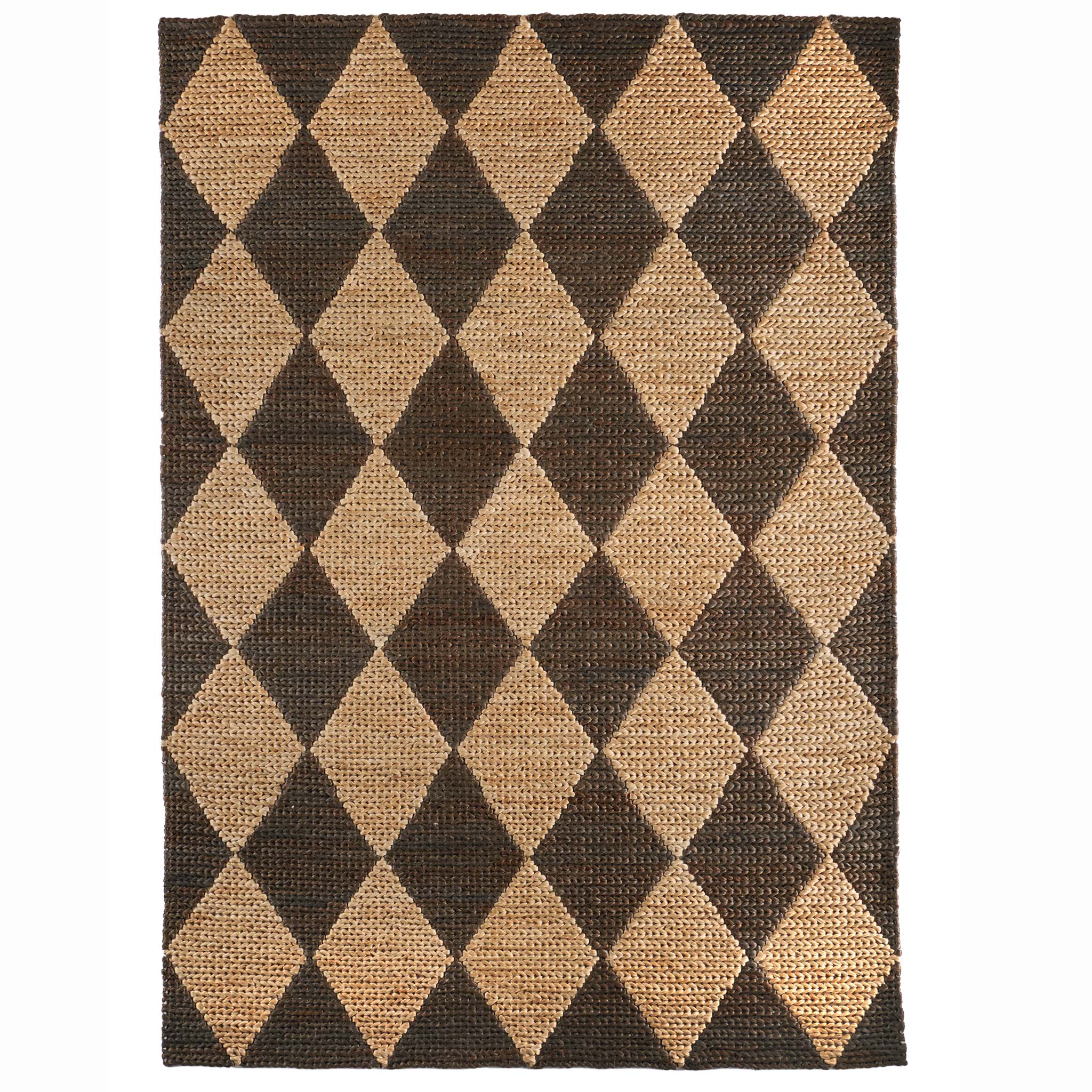 Diamond Jute Natural/Brown Rug with a natural and brown diamond pattern.