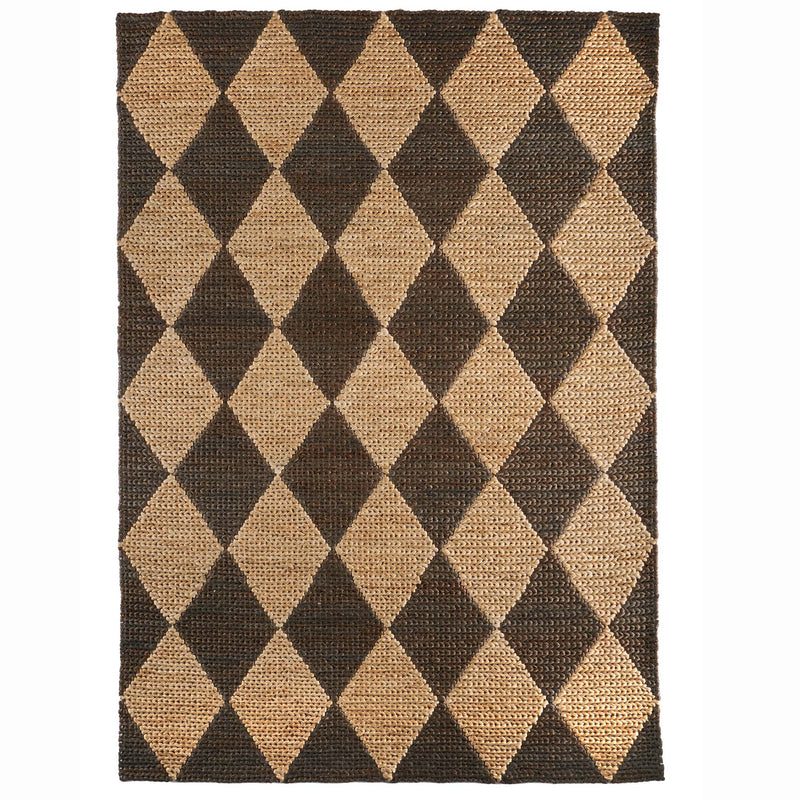 Diamond Jute Natural/Brown Rug with a natural and brown diamond pattern.