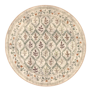English Garden Eco-Washable Circle Rug with a nature design.