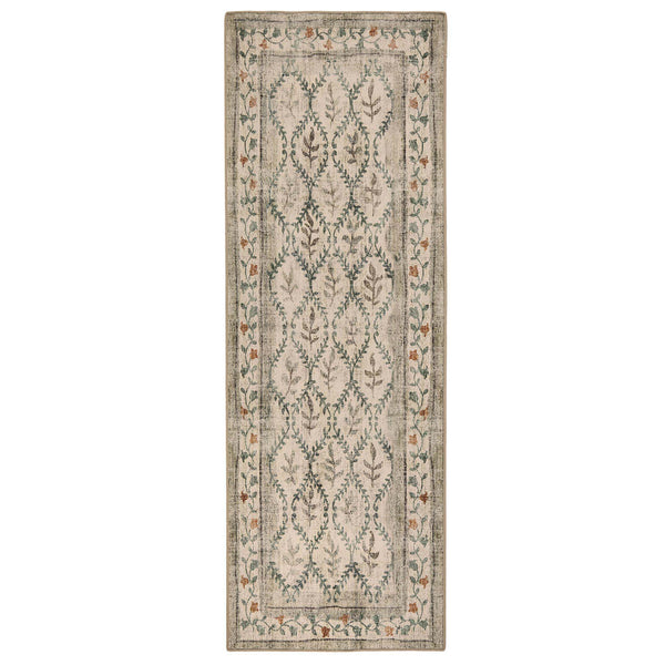 English Garden Eco-Washable Rug Runner- 100% recycled content runner featuring a vintage floral pattern.