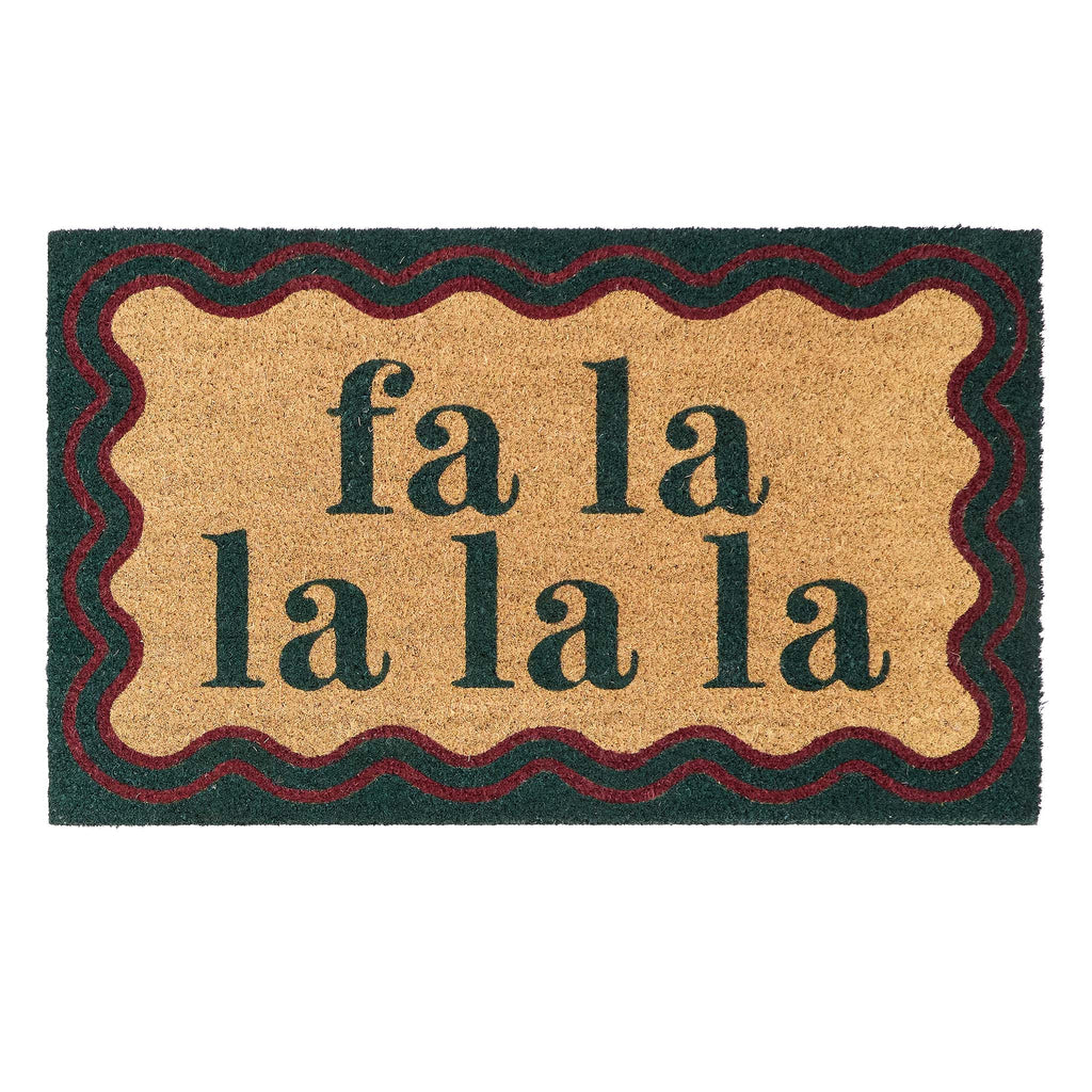 Christmas Fa La La La La Coir Doormat-. Made from eco-friendly materials featuirng a graphic design.