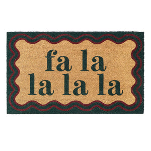 Christmas Fa La La La La Coir Doormat-. Made from eco-friendly materials featuirng a graphic design.