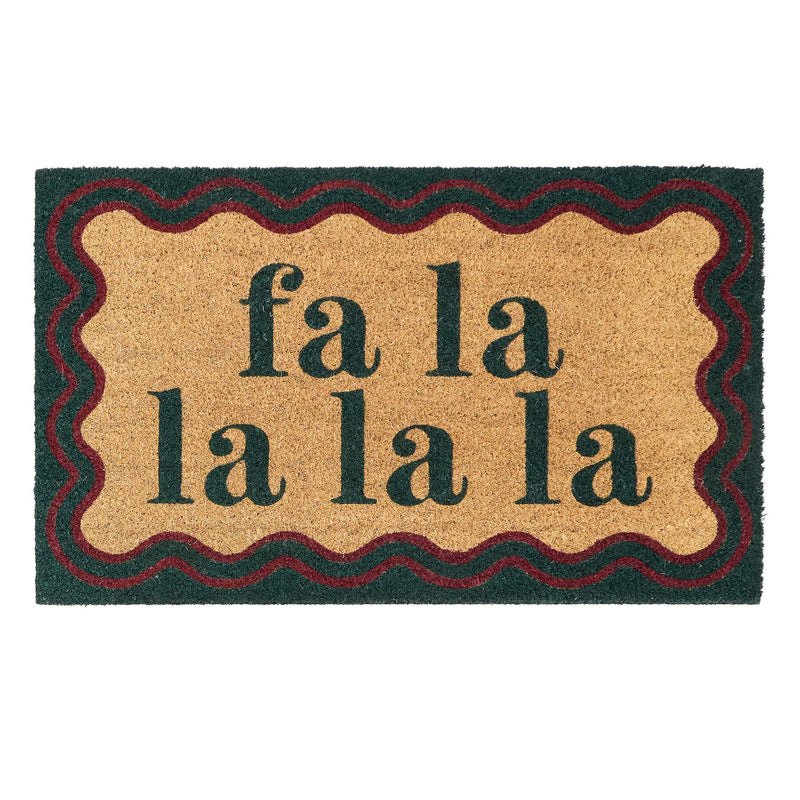 Christmas Fa La La La La Coir Doormat-. Made from eco-friendly materials featuirng a graphic design.
