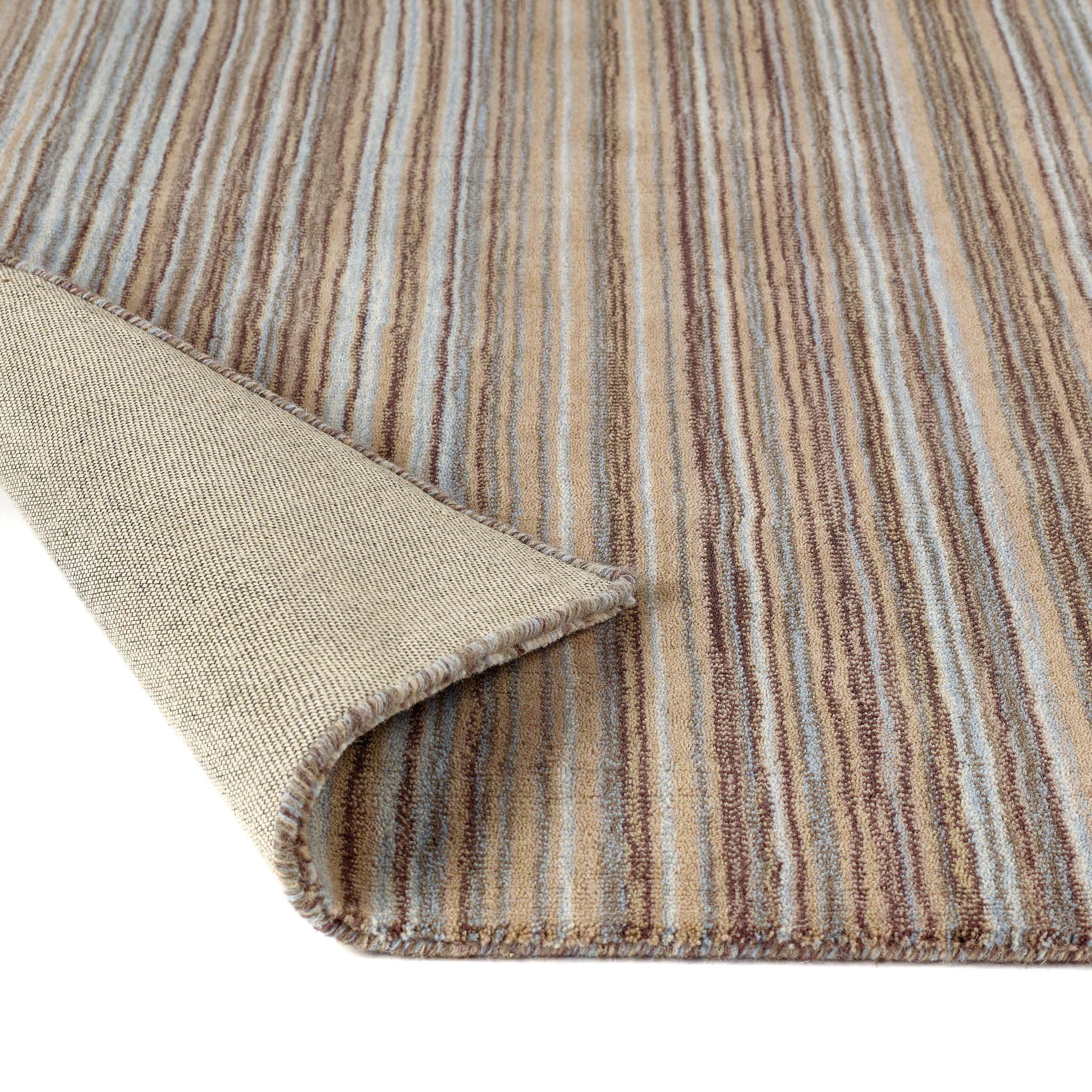 Fine Stripes Beige Runner  - a 100% brown wool runner featuring a striped pattern. 
