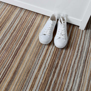Fine Stripes Beige Runner  - a 100% brown wool runner featuring a striped pattern. 