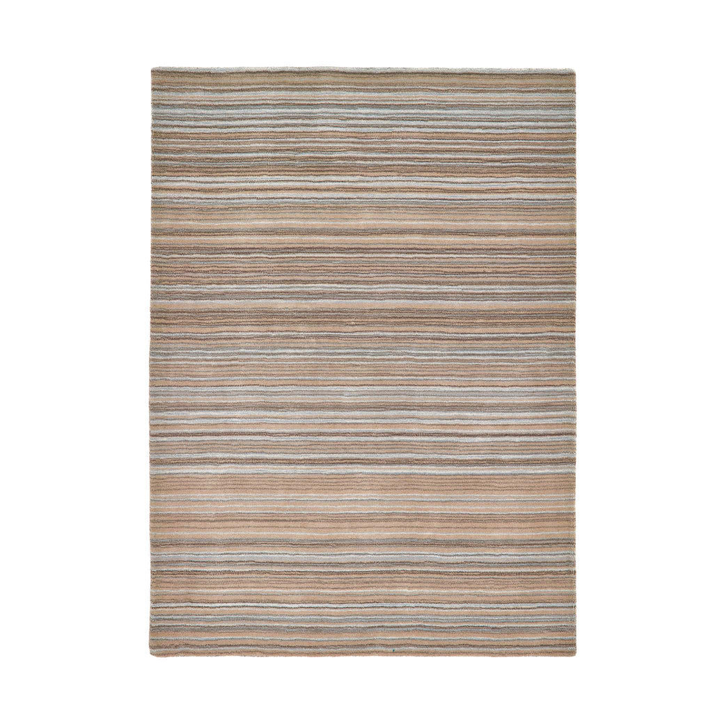 Fine Stripes Beige Rug - a 100% brown wool rug featuring a striped pattern. 