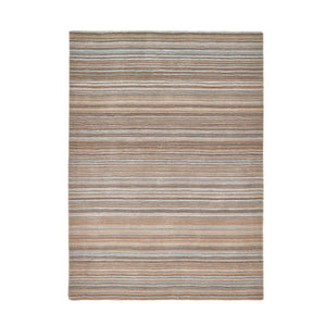 Fine Stripes Beige Rug - a 100% brown wool rug featuring a striped pattern. 