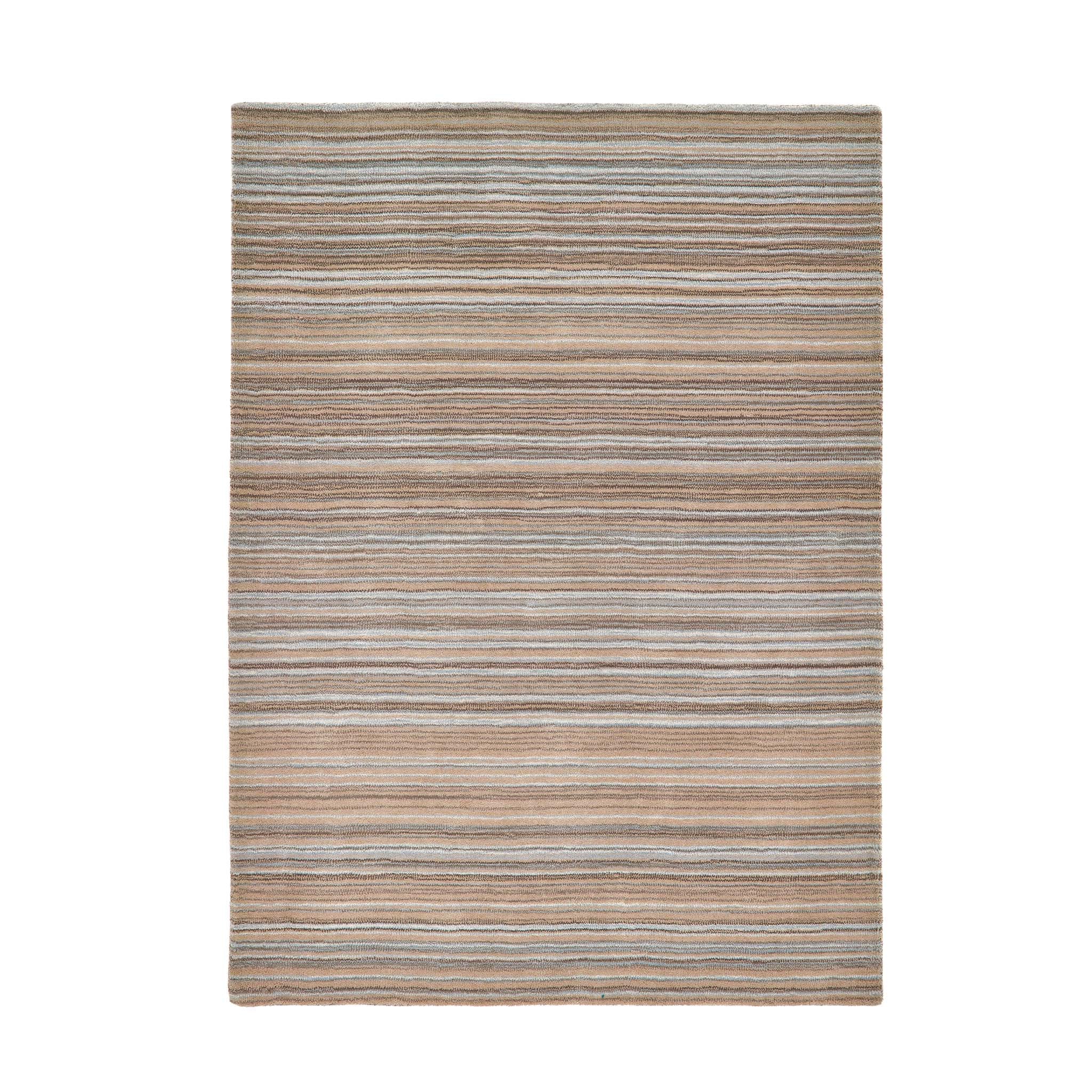 Fine Stripes Beige Rug - a 100% brown wool rug featuring a striped pattern. 