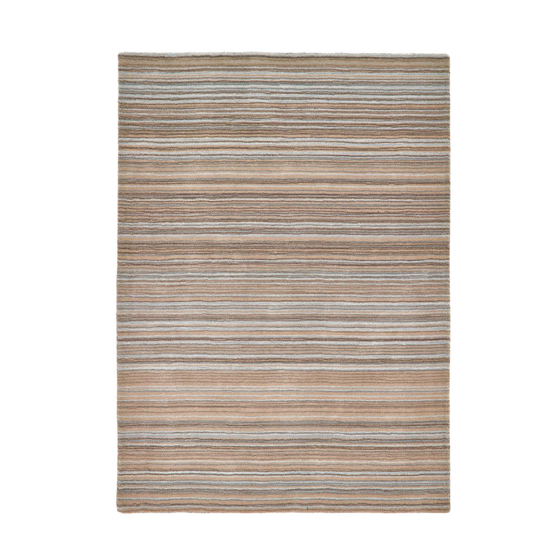 Fine Stripes Beige Rug - a 100% brown wool rug featuring a striped pattern. 