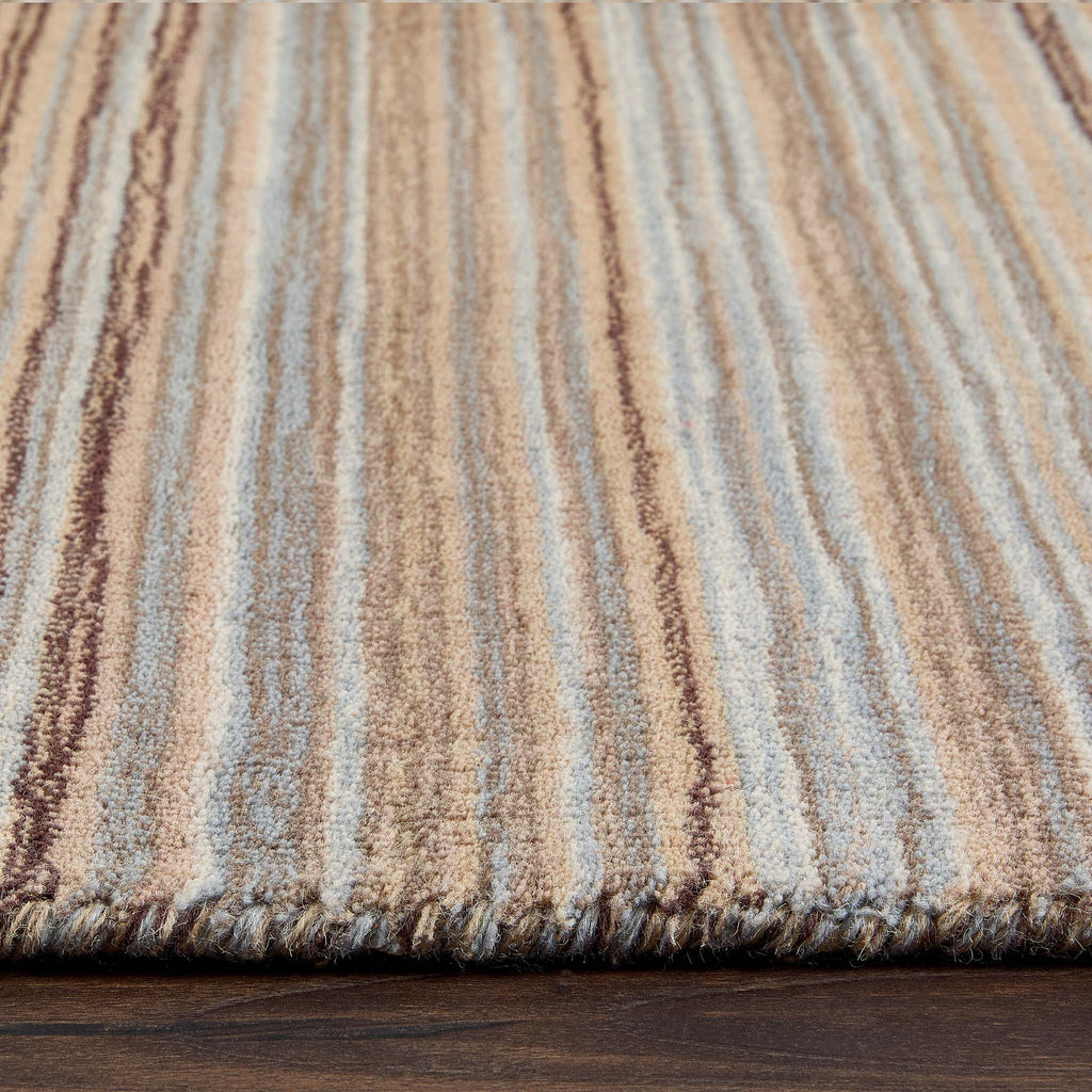 Fine Stripes Beige Runner  - a 100% brown wool runner featuring a striped pattern. 
