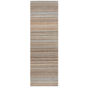 Fine Stripes Beige Runner  - a 100% brown wool runner featuring a striped pattern. 