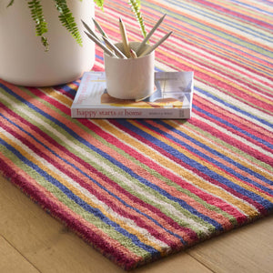 Fine Stripes Multi Rug- 100% recycled wool striped rug.