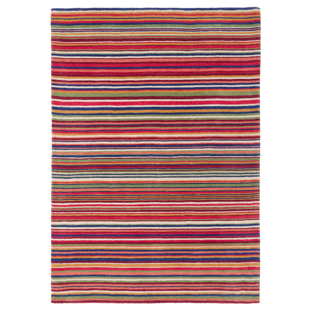 Fine Stripes Multi Rug- 100% recycled wool striped rug.