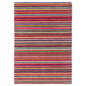 Fine Stripes Multi Rug- 100% recycled wool striped rug.