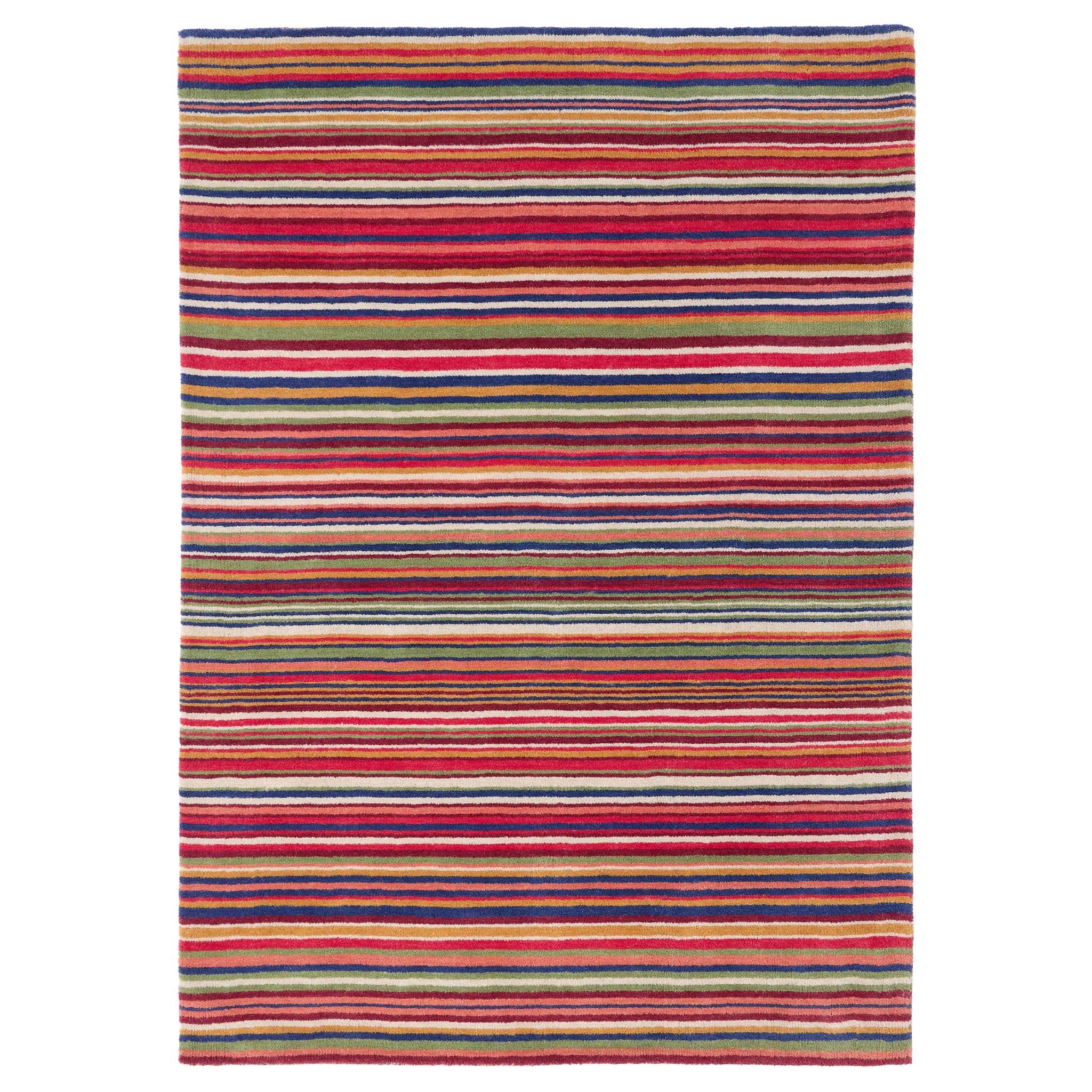 Fine Stripes Multi Rug- 100% recycled wool striped rug.
