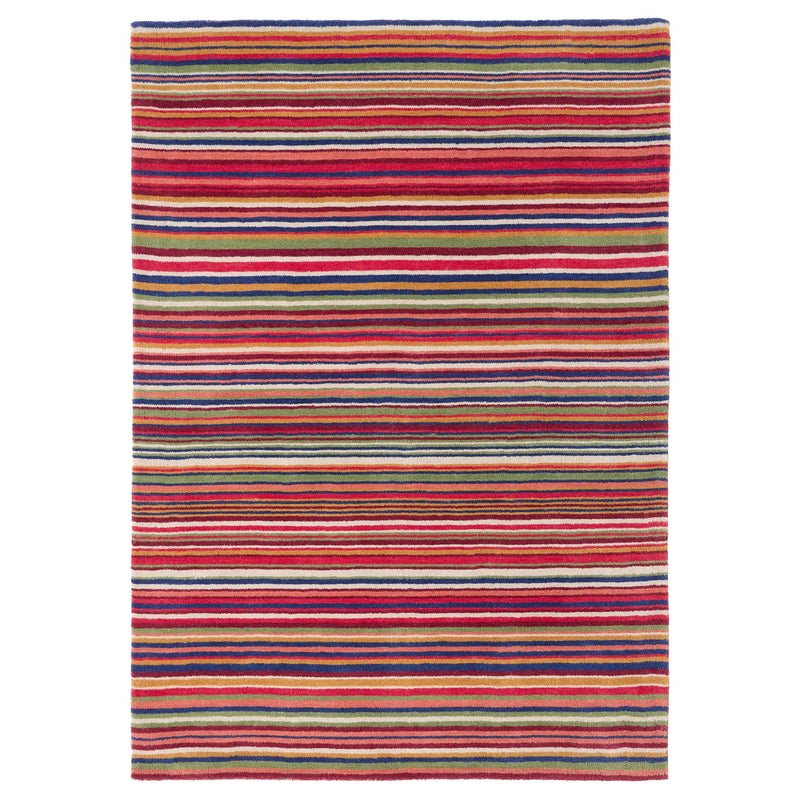 Fine Stripes Multi Rug- 100% recycled wool striped rug.