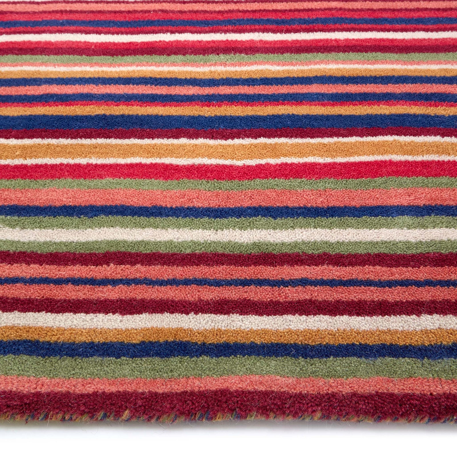 Fine Stripes Multi Rug- 100% recycled wool striped rug.