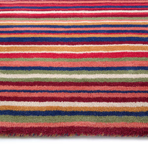 Fine Stripes Multi Rug- 100% recycled wool striped rug.