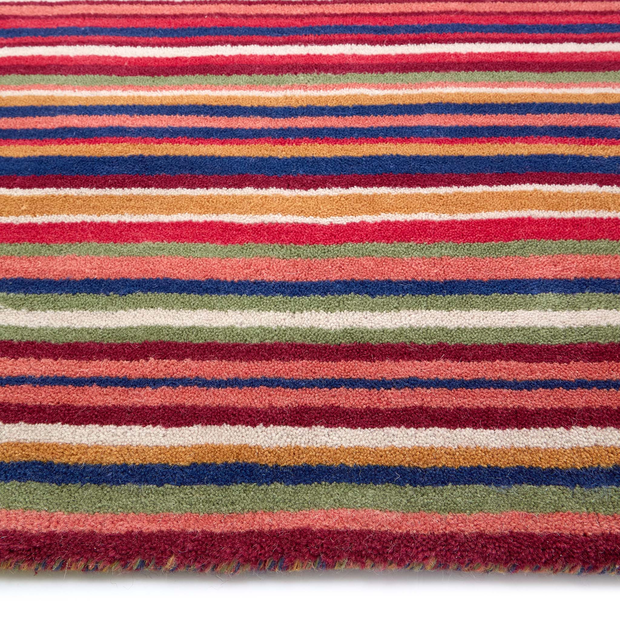 Fine Stripes Multi Rug- 100% recycled wool striped rug.