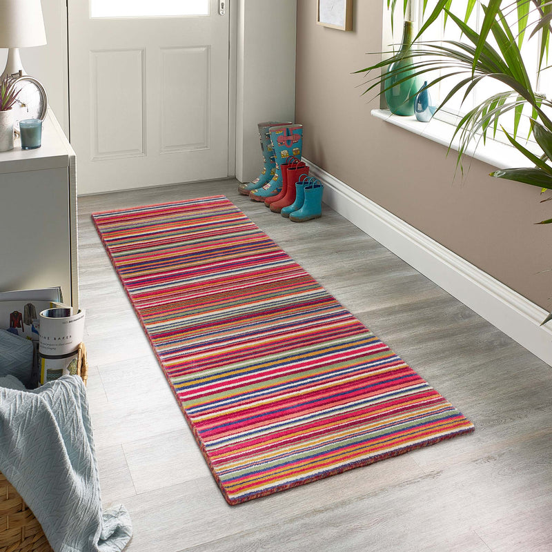 Fine Stripes Multi Runner - a 100% wool runner featuring a multi stripe design.