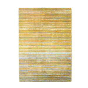 Fine Stripes Ochre Rug - a 100% yellow wool rug featuring a striped pattern. 