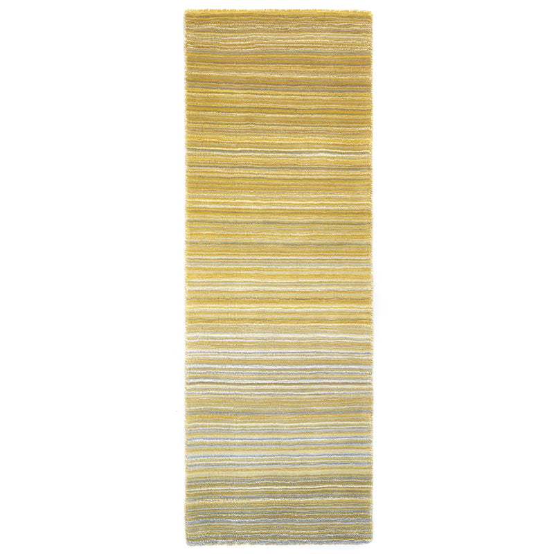 Fine Stripes Ochre Runner - a 100% yellow wool runner featuring a striped pattern. 