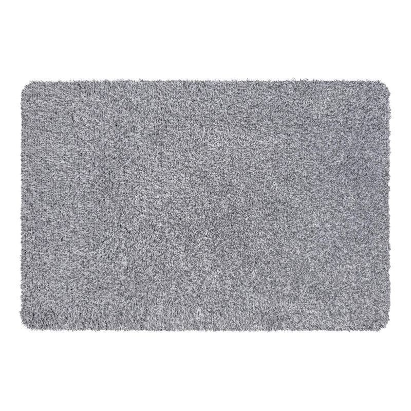 Plain Fleck Soft Silver Doormat made from recycled cotton, featuring a solid grey and silver design. 