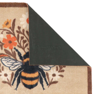Floral Bee Beige Charity Doormat showing backing.