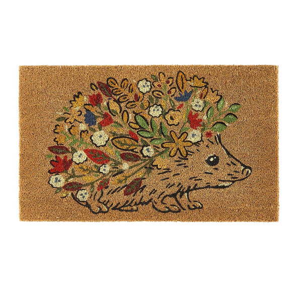 Floral Hedgehog Coir Doormat 1