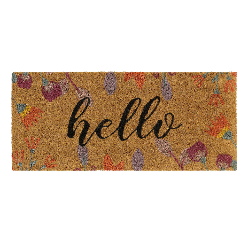 Coir Insert Floral Hello Doormat 1