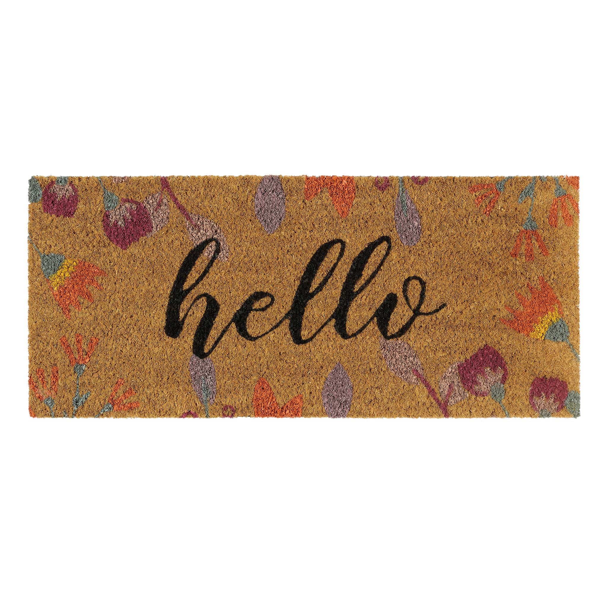 Coir Insert Floral Hello Doormat 1