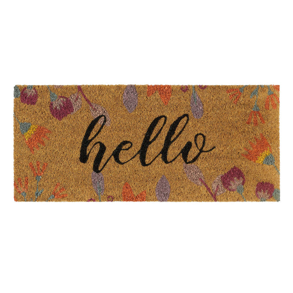 Coir Insert Floral Hello Doormat 1