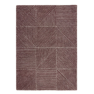 Geometric Rug- 100% Wool cut pile rug in Berry with a 3D pattern. 