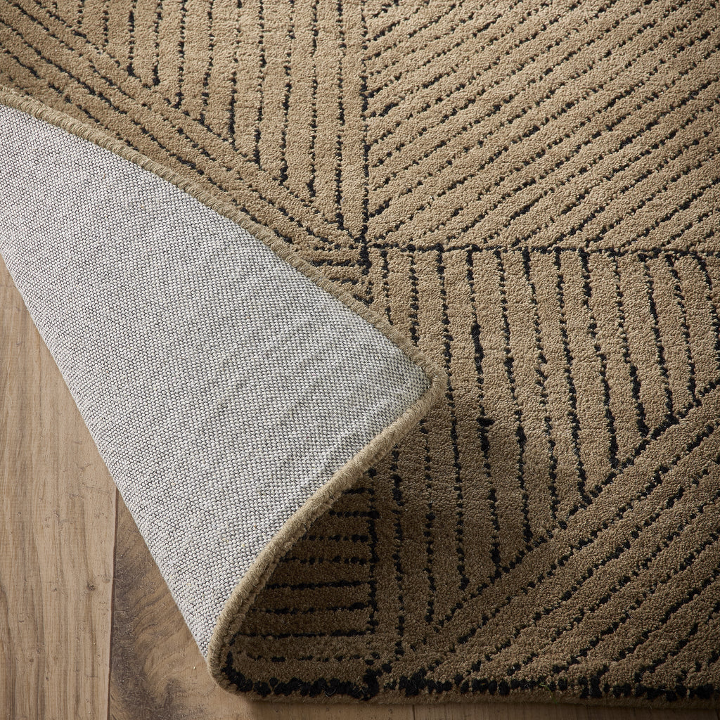 Geometric Rug- hand-tufted rug in Sand with a geometric pattern. 