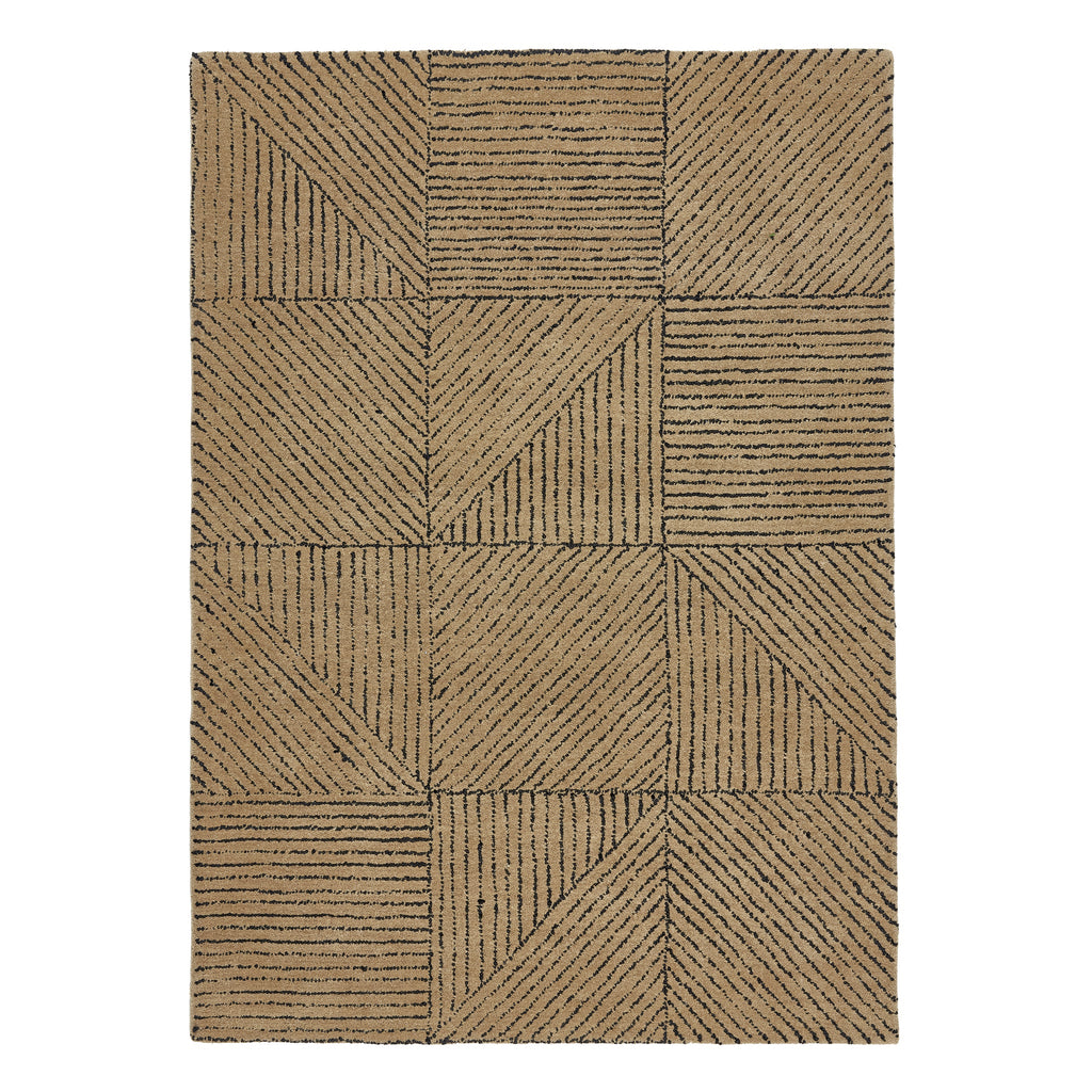 Geometric Rug- hand-tufted rug in Sand with a geometric pattern. 