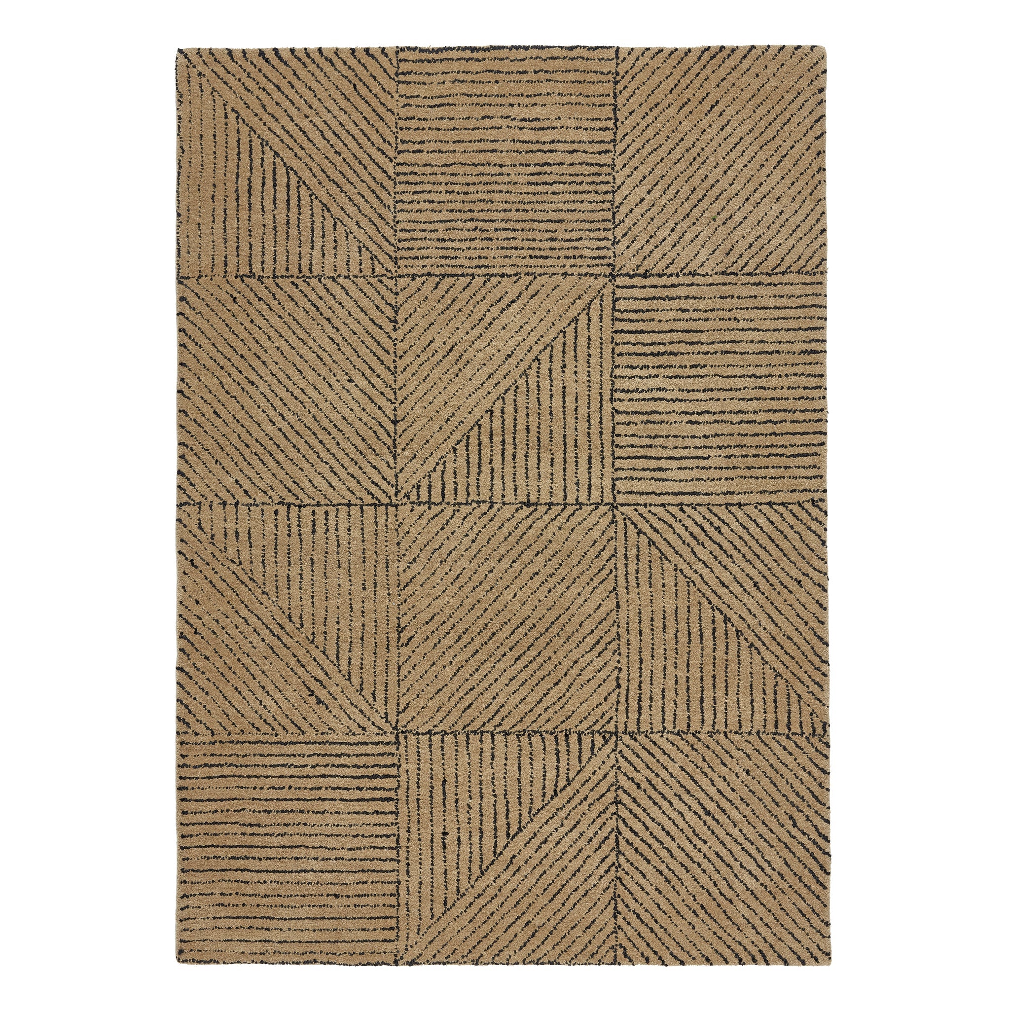 Geometric Rug- hand-tufted rug in Sand with a geometric pattern. 
