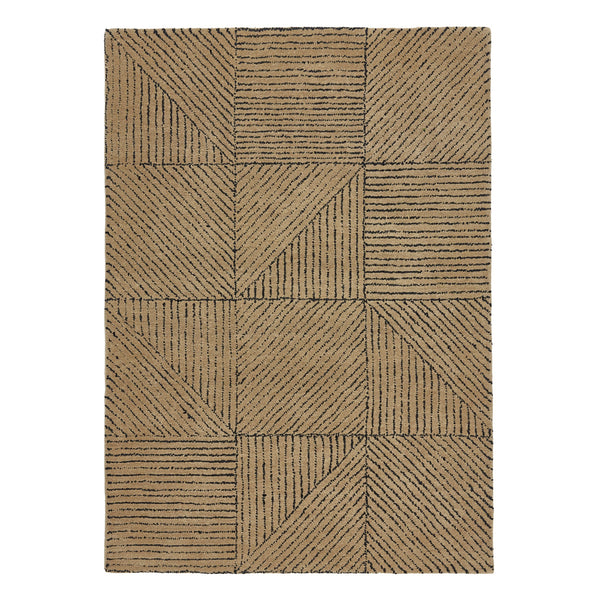 Geometric Rug- hand-tufted rug in Sand with a geometric pattern. 