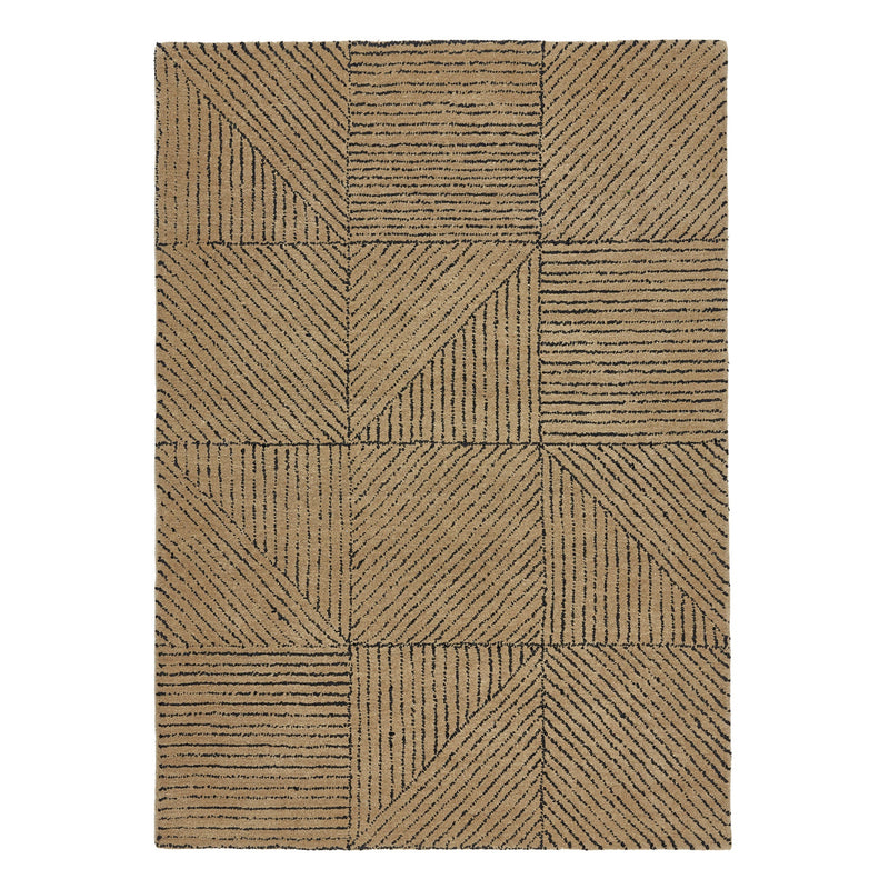 Geometric Rug- hand-tufted rug in Sand with a geometric pattern. 
