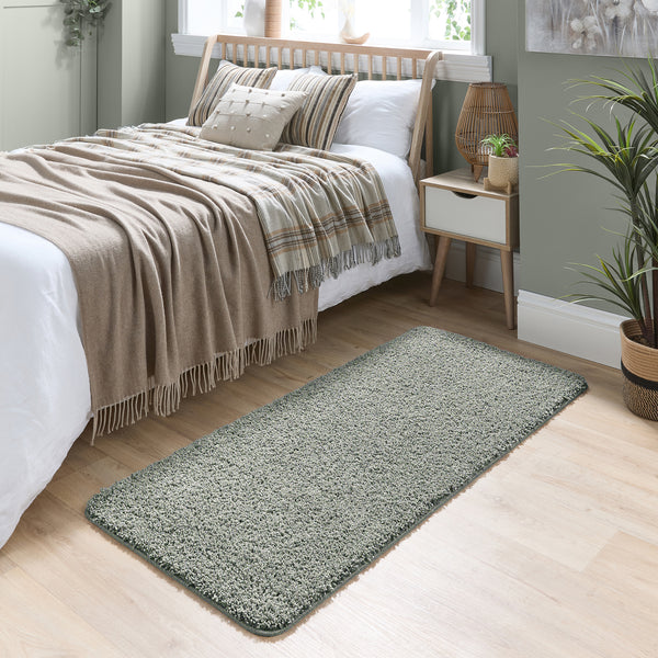 My Rug Green Fleck- a washable rug with green and white flecks.