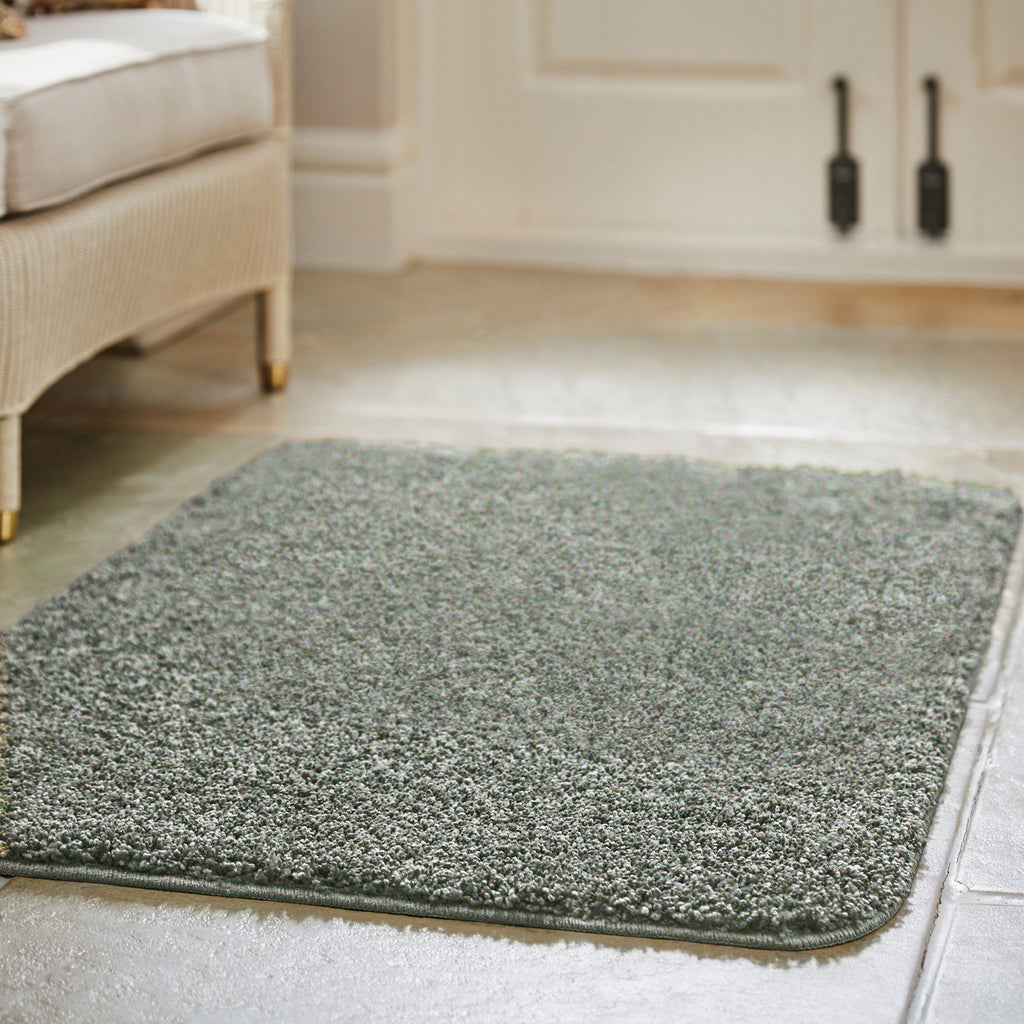 My Rug Green Fleck- a washable rug with green and white flecks.