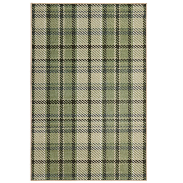 Isla Plaid Green Eco-Washable Rug 1