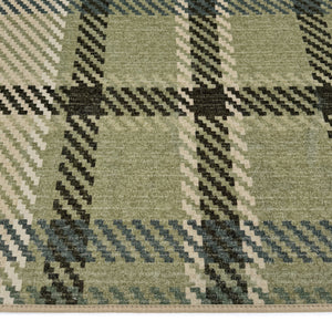 Isla Plaid Green Eco-Washable Rug Pile Height