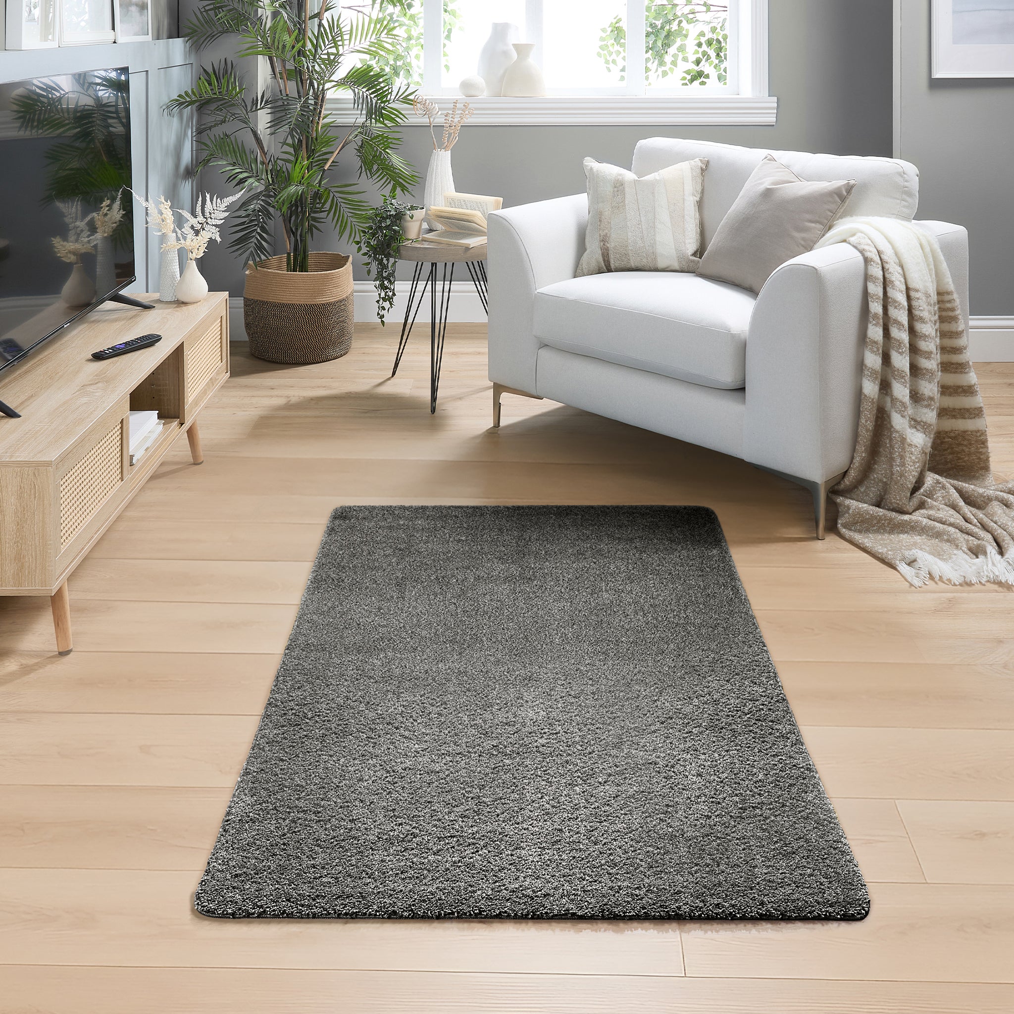 My Rug Grey Fleck- a washable rug with light and dark grey flecks.