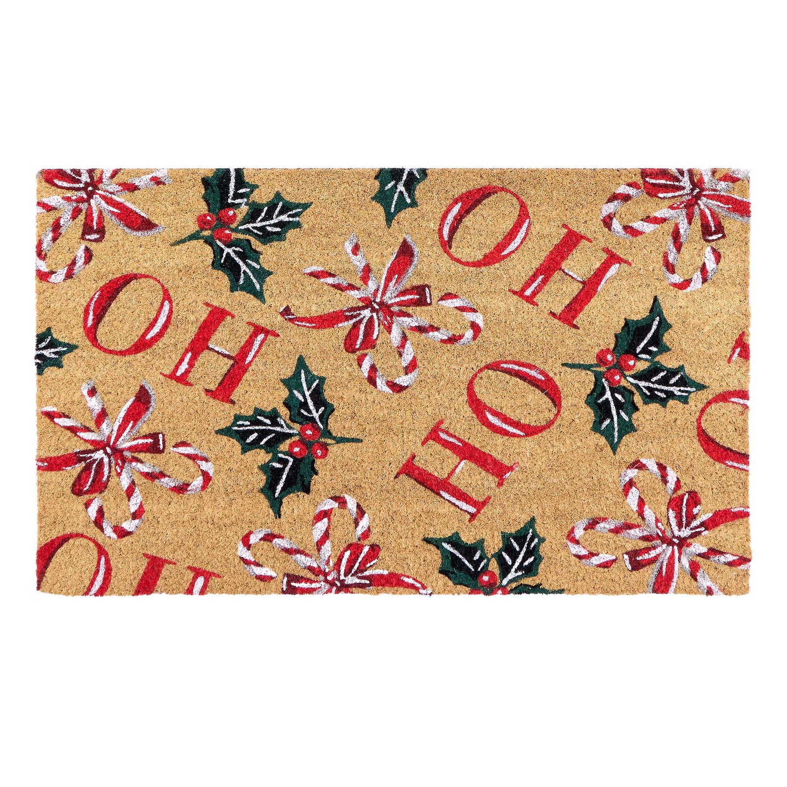 HO HO HO Coir Doormat with a fun Christmas design.