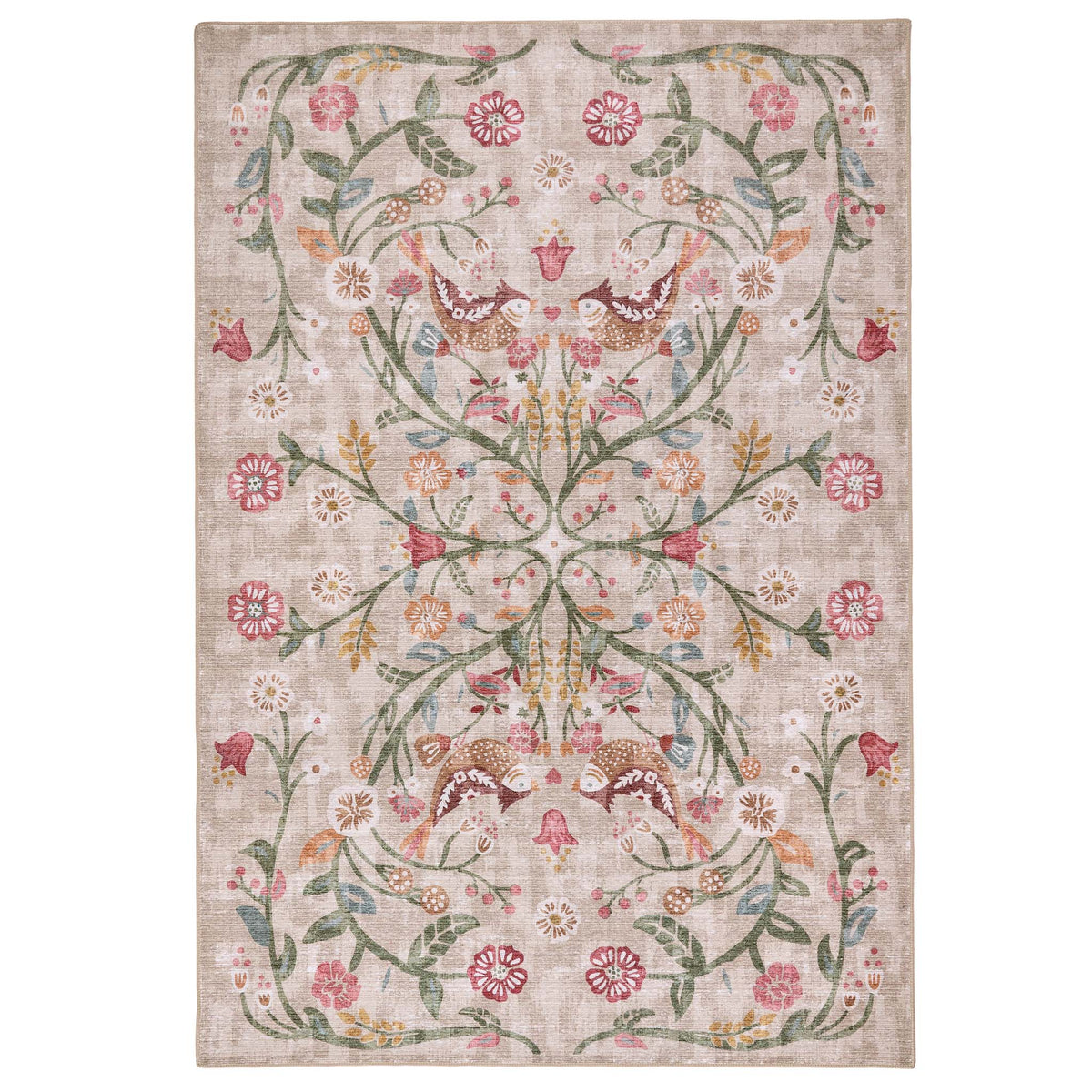 Heritage Garden Eco-Washable Rug | Floral Non-Slip Rug | Hug Rug