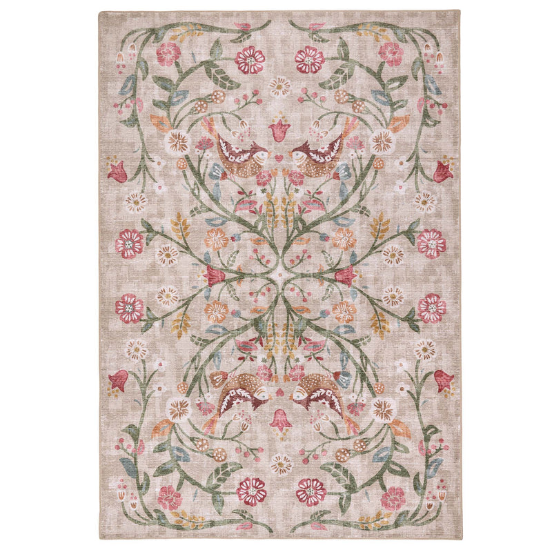Heritage Garden Eco-Washable Rug with a nature-inspired floral design.