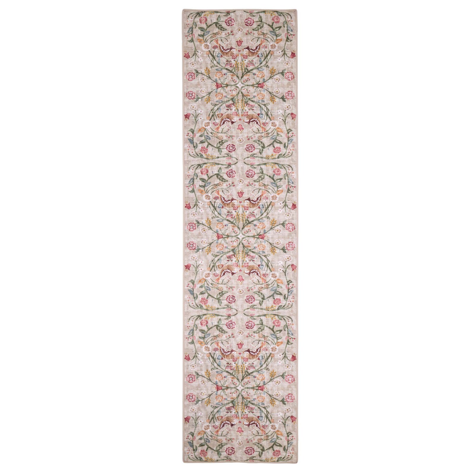Heritage Garden Eco-washable Runner with a nature-inspired floral design.