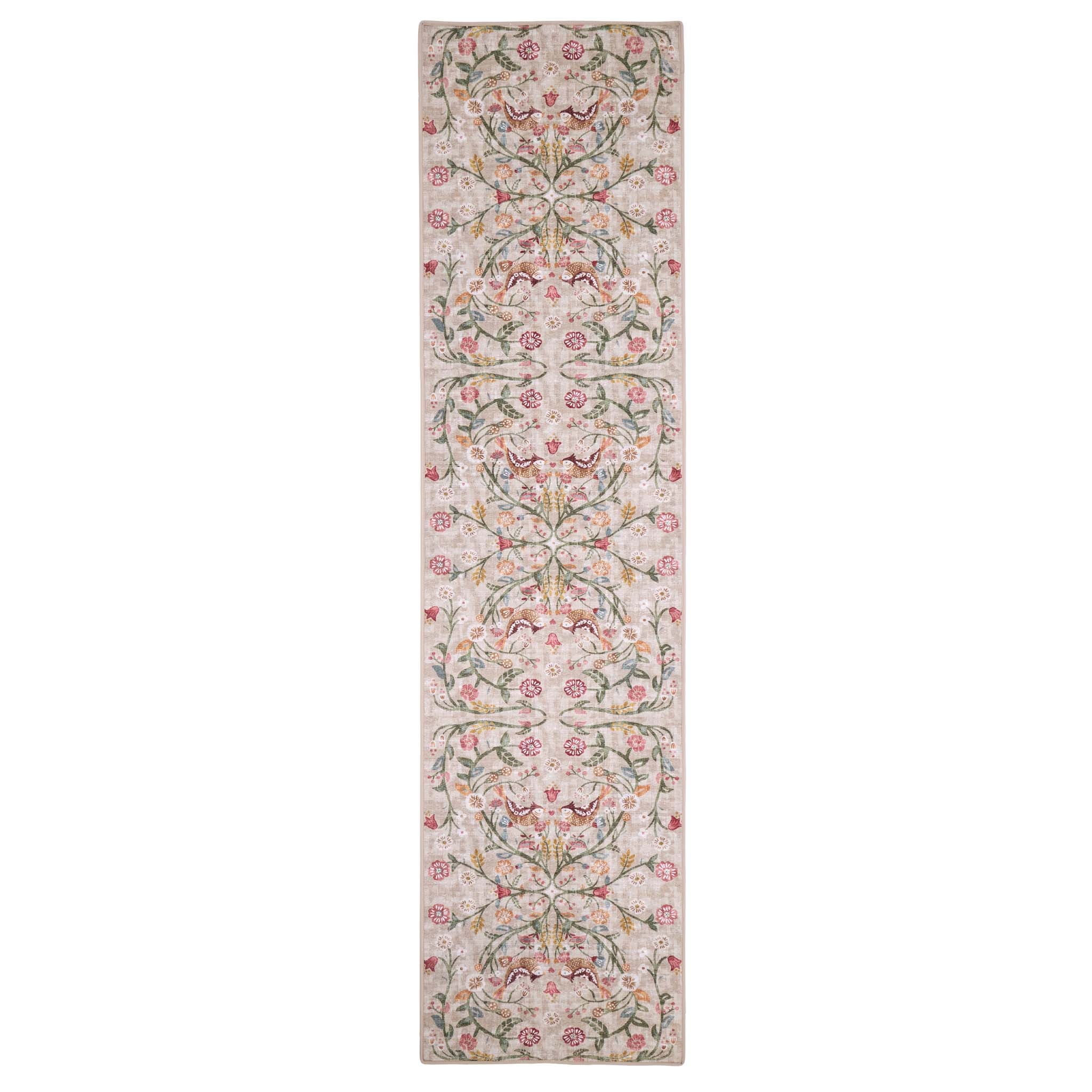 Heritage Garden Eco-washable Runner with a nature-inspired floral design.