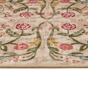 Heritage Garden Eco-Washable Rug- 100% recycled content rug featuring florals and birds.
