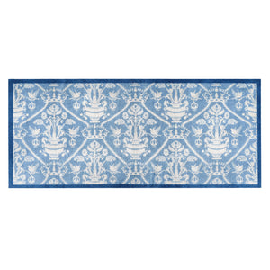 Highgrove Damask Tetbury Blue Washable Runner with a blue heritage styled pattern.